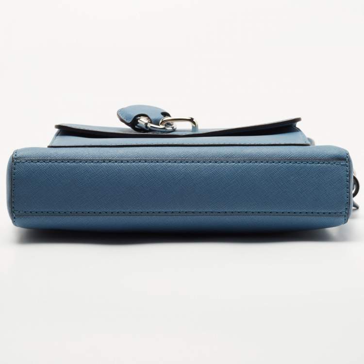 Pre Owned MICHAEL Michael Kors Blue Saffiano Leather Emma Crossbody Bag