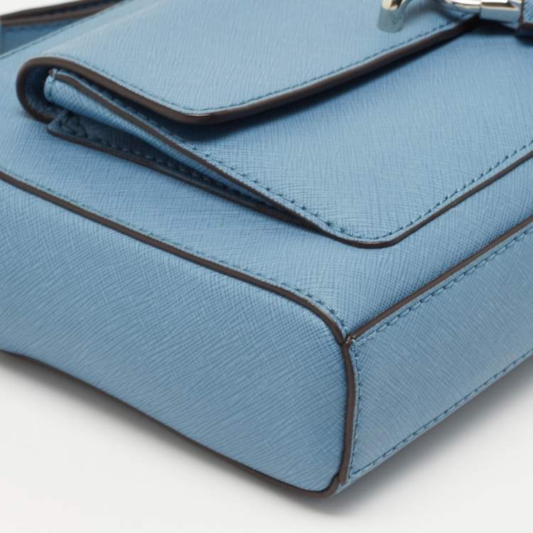 Pre Owned MICHAEL Michael Kors Blue Saffiano Leather Emma Crossbody Bag