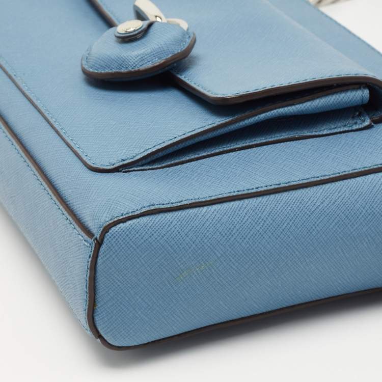 Pre Owned MICHAEL Michael Kors Blue Saffiano Leather Emma Crossbody Bag
