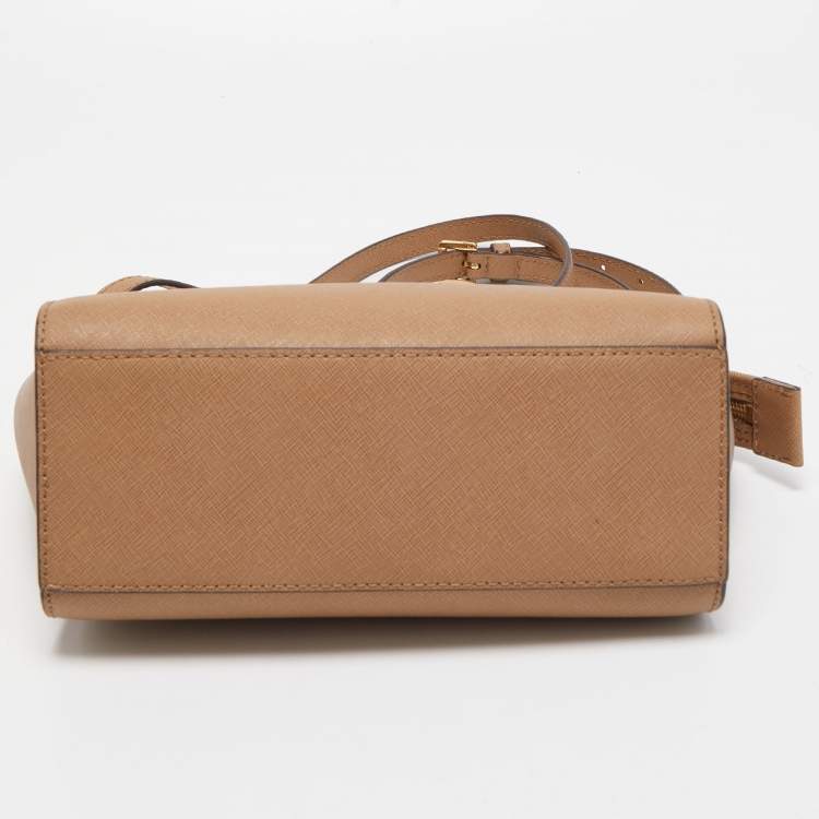 Pre Owned MICHAEL Michael Kors Beige Leather Small Selma Crossbody Bag