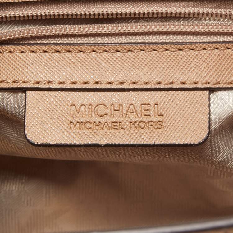 Pre Owned MICHAEL Michael Kors Beige Leather Small Selma Crossbody Bag