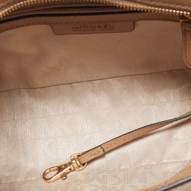 Pre Owned MICHAEL Michael Kors Beige Leather Small Selma Crossbody Bag