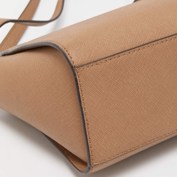 Pre Owned MICHAEL Michael Kors Beige Leather Small Selma Crossbody Bag