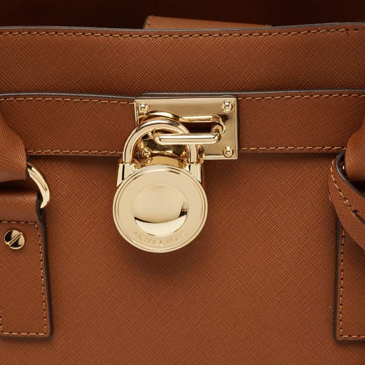 Pre Owned MICHAEL Michael Kors Brown Saffiano Leather Hamilton North South Tote