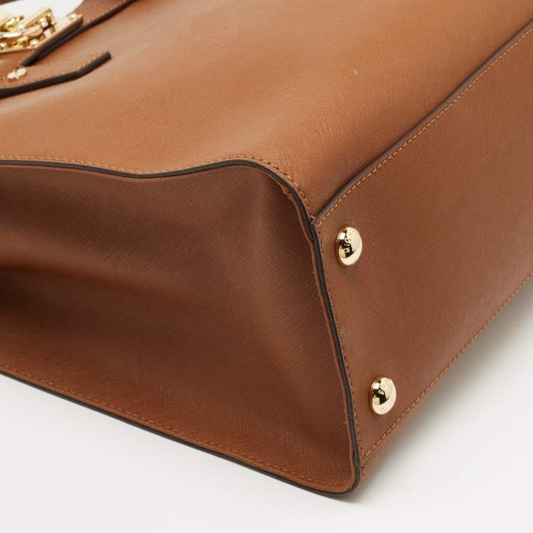 Pre Owned MICHAEL Michael Kors Brown Saffiano Leather Hamilton North South Tote