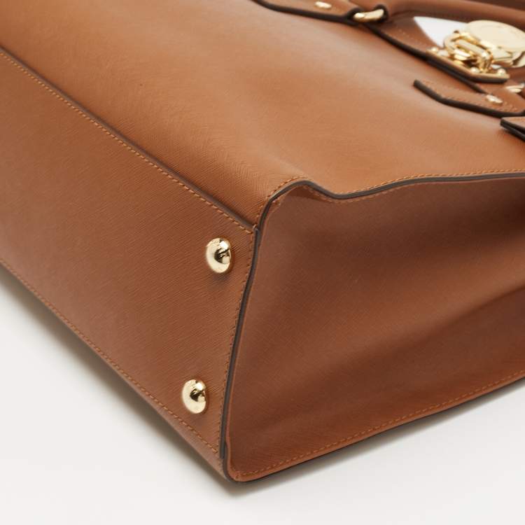 Pre Owned MICHAEL Michael Kors Brown Saffiano Leather Hamilton North South Tote