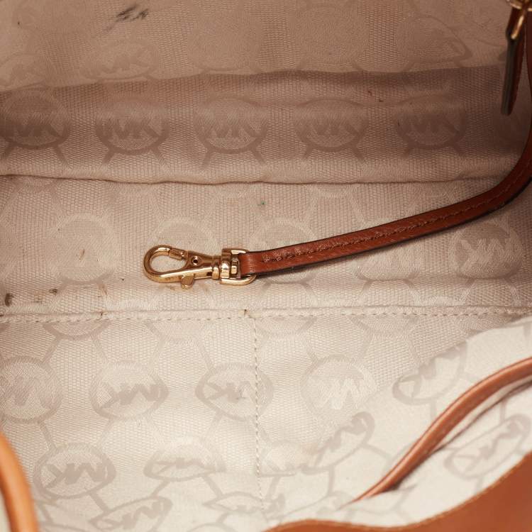 Pre Owned MICHAEL Michael Kors Tricolor Canvas and Leather East West Hamilton Tote