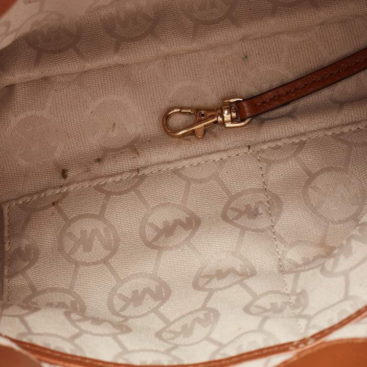 Pre Owned MICHAEL Michael Kors Tricolor Canvas and Leather East West Hamilton Tote