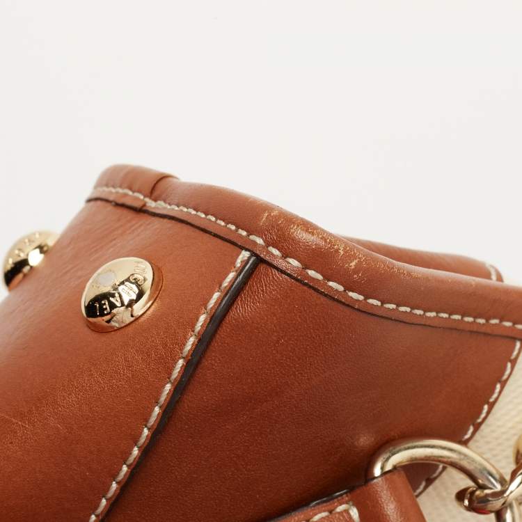 Pre Owned MICHAEL Michael Kors Tricolor Canvas and Leather East West Hamilton Tote
