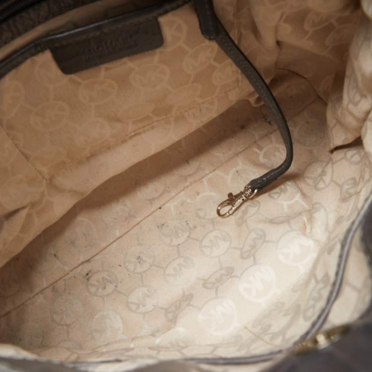 Pre Owned MICHAEL Michael Kors Grey Croc Embossed Leather Large Hamilton North South Tote
