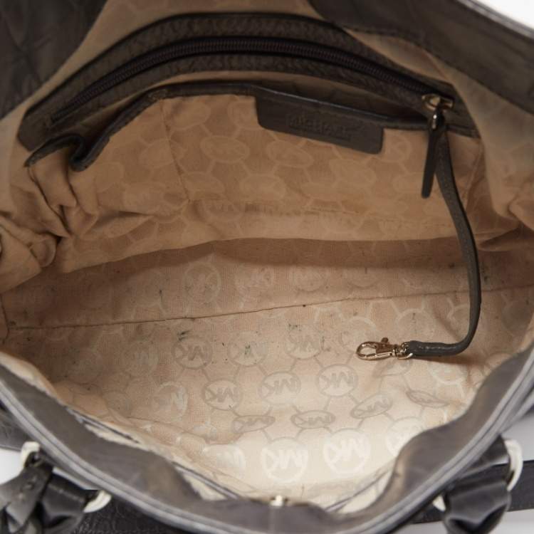 Pre Owned MICHAEL Michael Kors Grey Croc Embossed Leather Large Hamilton North South Tote