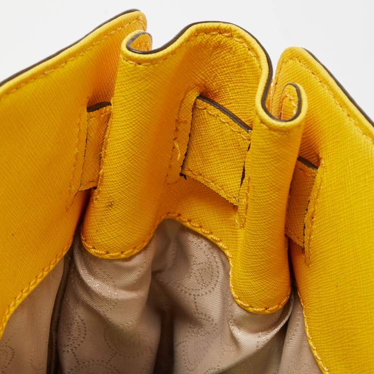 Pre Owned MICHAEL Michael Kors Yellow Saffiano Leather Hamilton North South Tote
