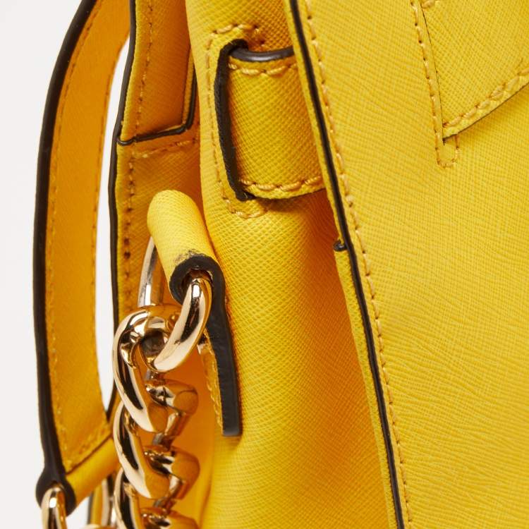 Pre Owned MICHAEL Michael Kors Yellow Saffiano Leather Hamilton North South Tote