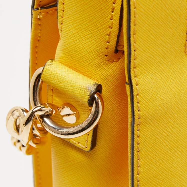 Pre Owned MICHAEL Michael Kors Yellow Saffiano Leather Hamilton North South Tote