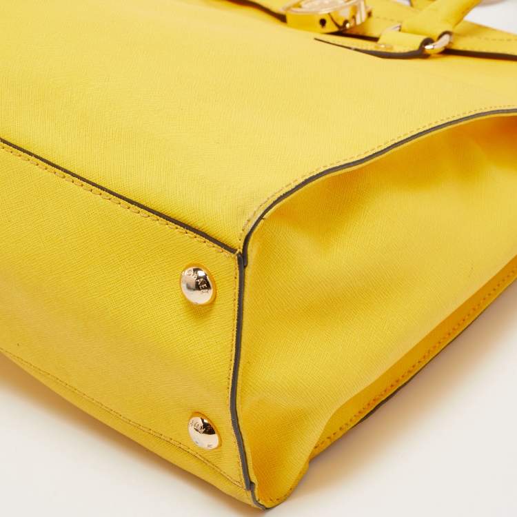 Pre Owned MICHAEL Michael Kors Yellow Saffiano Leather Hamilton North South Tote