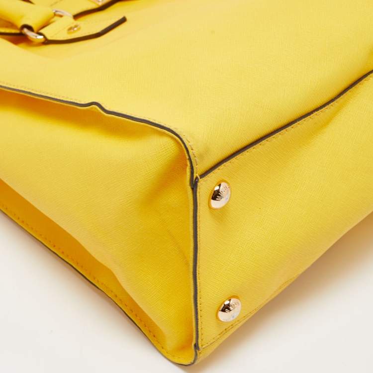Pre Owned MICHAEL Michael Kors Yellow Saffiano Leather Hamilton North South Tote