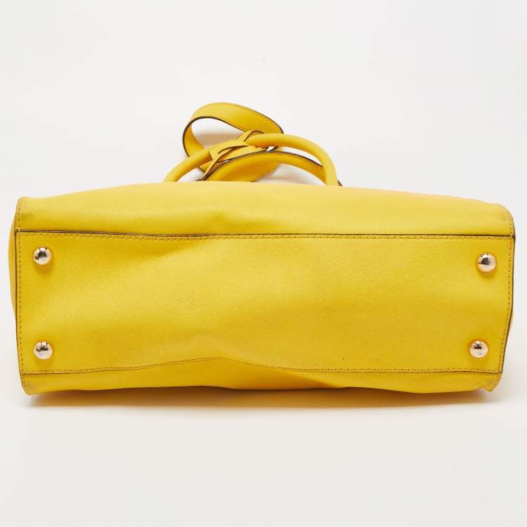 Pre Owned MICHAEL Michael Kors Yellow Saffiano Leather Hamilton North South Tote