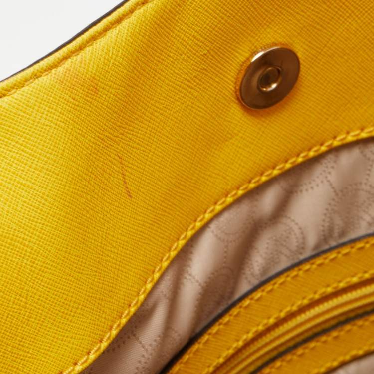 Pre Owned MICHAEL Michael Kors Yellow Saffiano Leather Hamilton North South Tote
