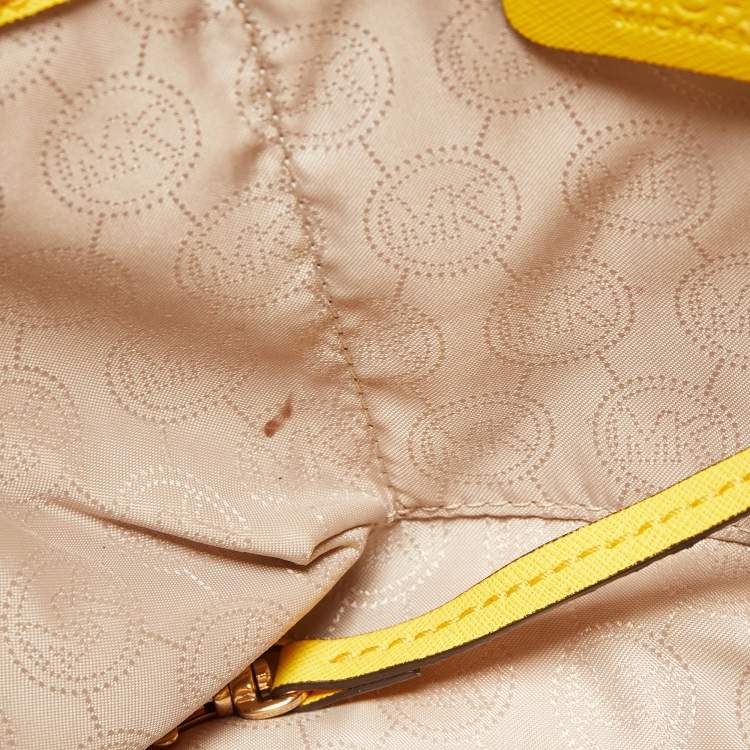 Pre Owned MICHAEL Michael Kors Yellow Saffiano Leather Hamilton North South Tote