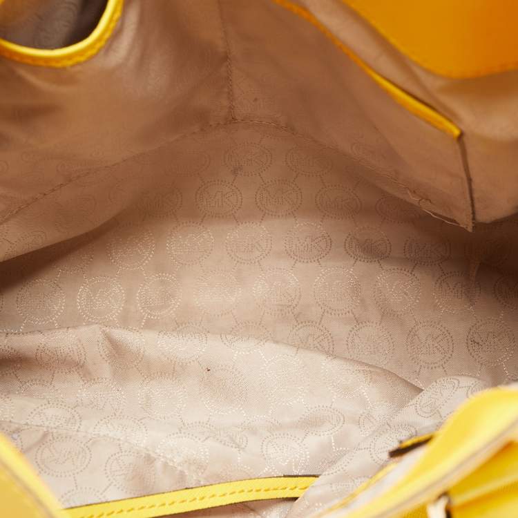 Pre Owned MICHAEL Michael Kors Yellow Saffiano Leather Hamilton North South Tote