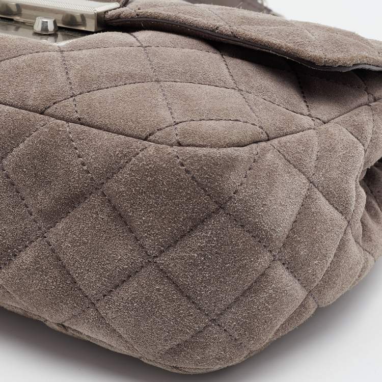 Pre Owned MICHAEL Michael Kors Grey Quilted Suede Sloan Shoulder Bag