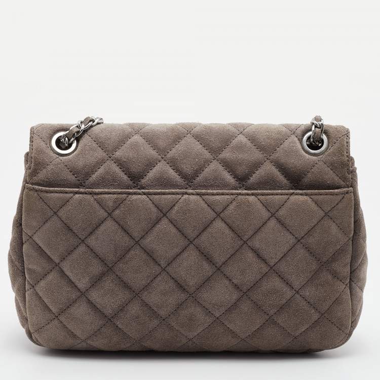 Pre Owned MICHAEL Michael Kors Grey Quilted Suede Sloan Shoulder Bag
