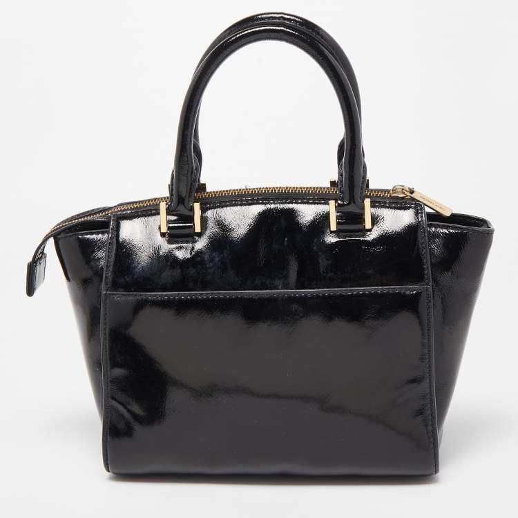 Pre Owned MICHAEL Michael Kors Black Patent Leather Hudson Satchel