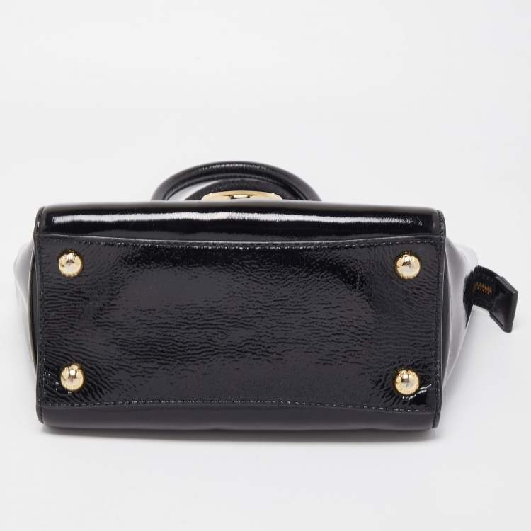 Pre Owned MICHAEL Michael Kors Black Patent Leather Hudson Satchel