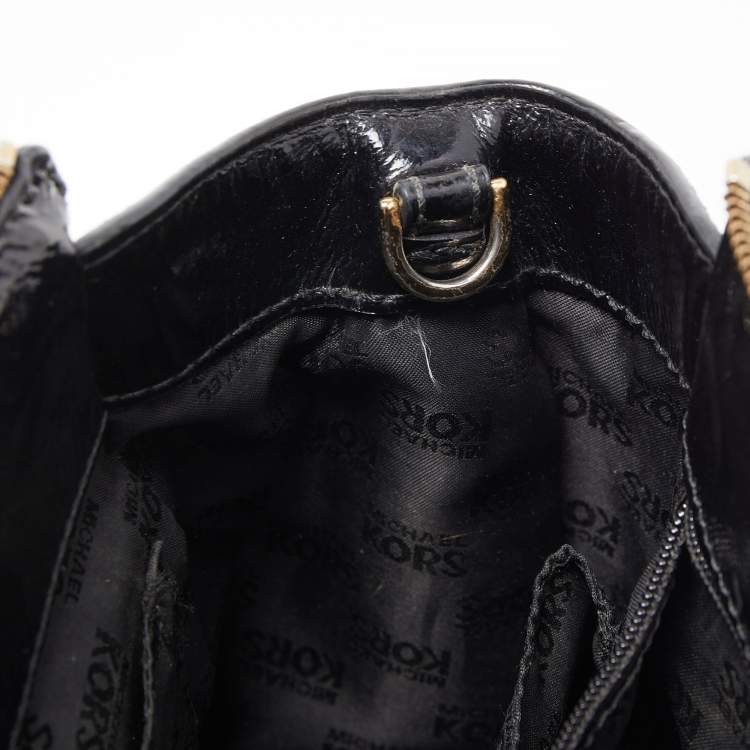 Pre Owned MICHAEL Michael Kors Black Patent Leather Hudson Satchel
