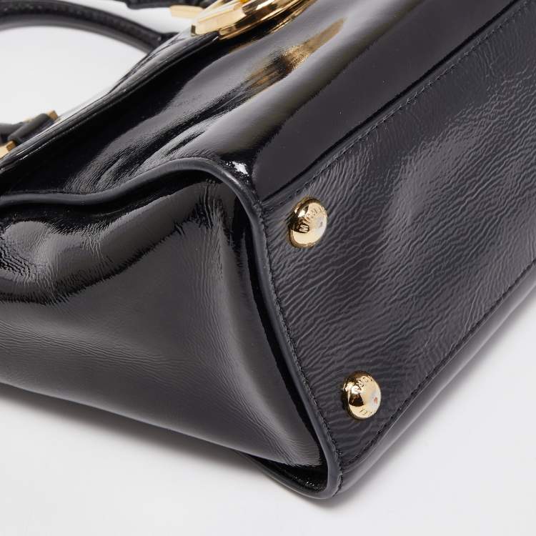 Pre Owned MICHAEL Michael Kors Black Patent Leather Hudson Satchel