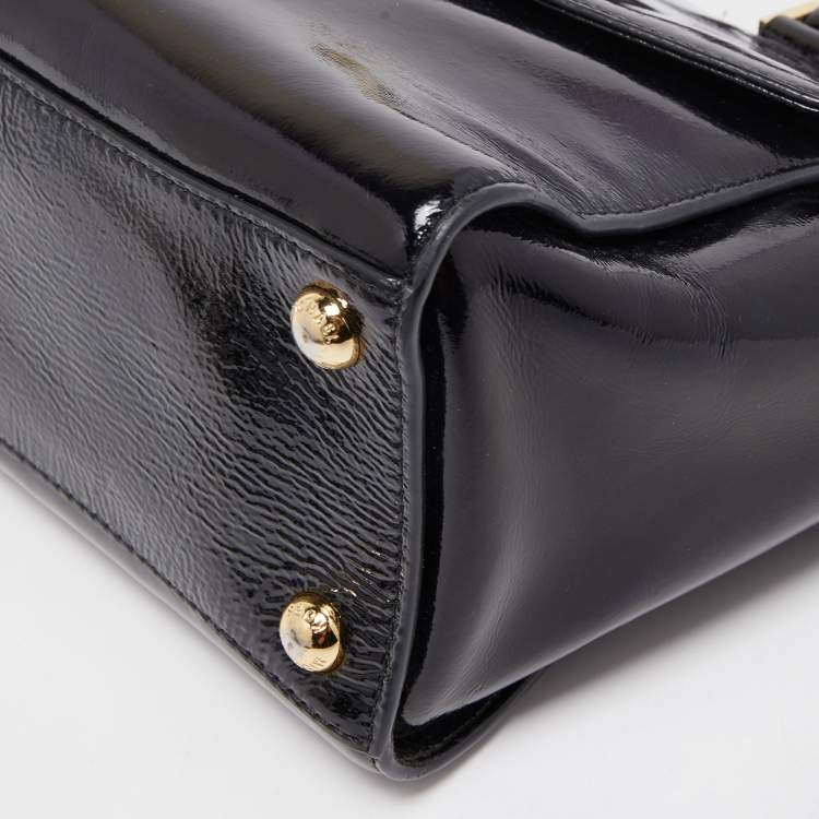 Pre Owned MICHAEL Michael Kors Black Patent Leather Hudson Satchel