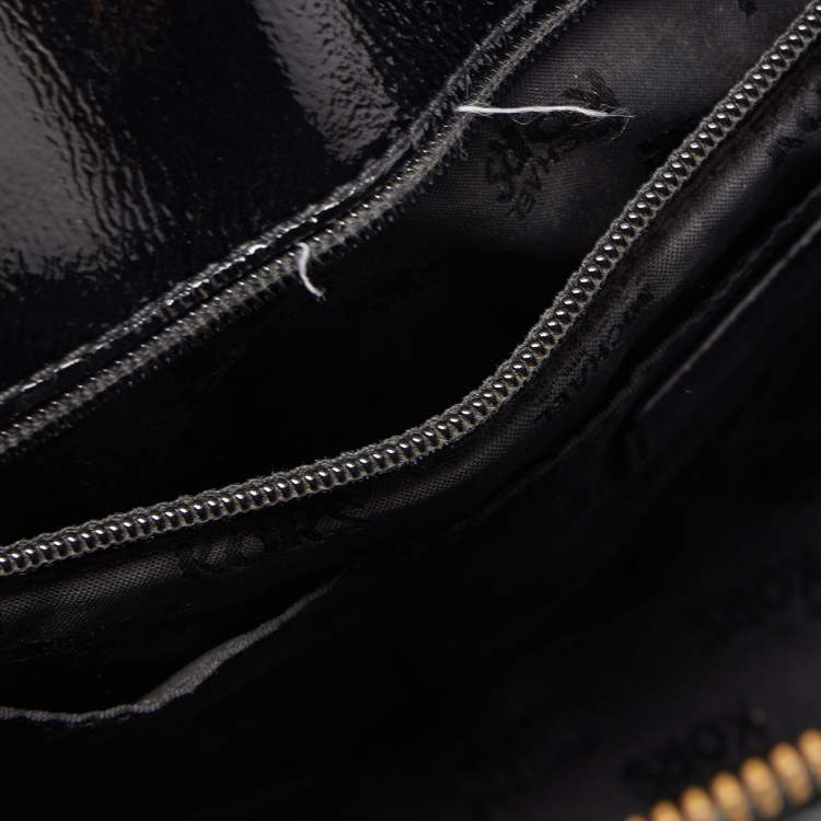 Pre Owned MICHAEL Michael Kors Black Patent Leather Hudson Satchel
