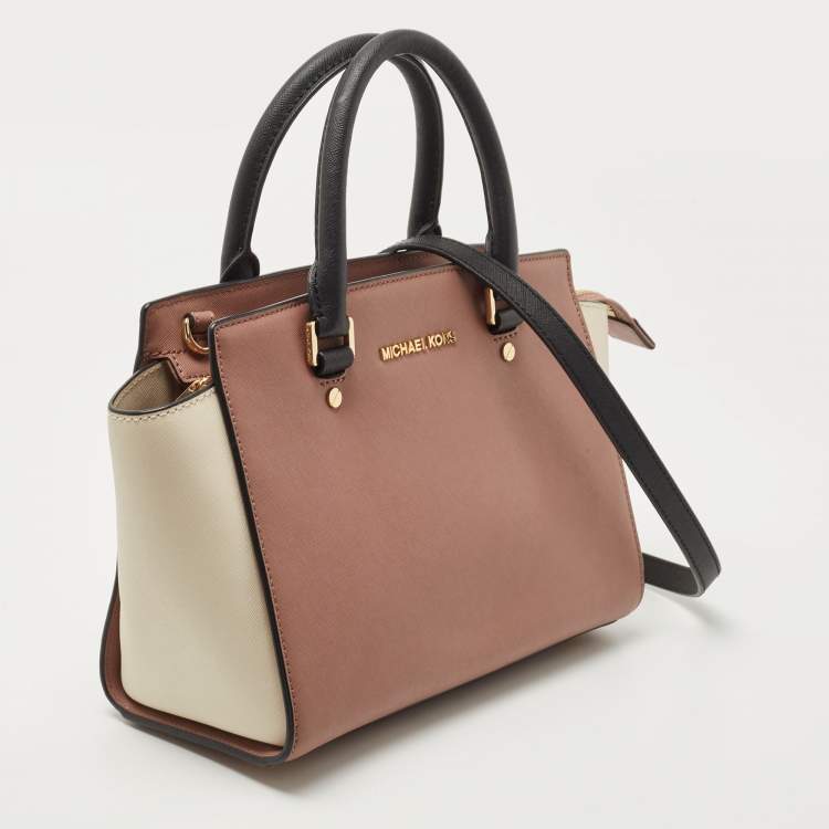 Pre Owned Michael Michael Kors Tricolor Saffiano Leather Medium Selma Tote