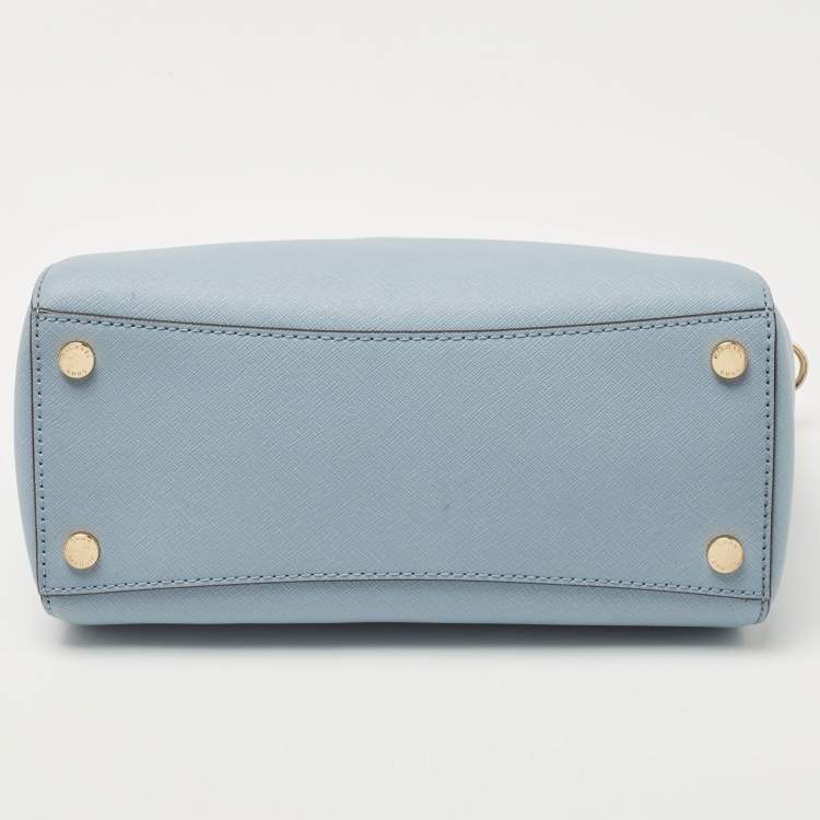 Pre Owned MICHAEL Michael Kors Light Blue Saffiano Lux Leather Ciara Satchel