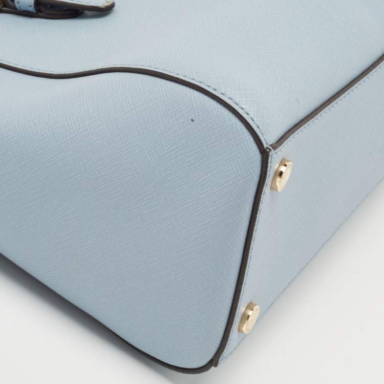 Pre Owned MICHAEL Michael Kors Light Blue Saffiano Lux Leather Ciara Satchel