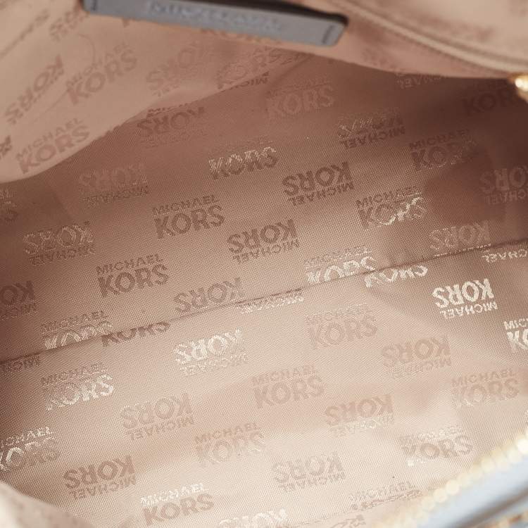 Pre Owned MICHAEL Michael Kors Light Blue Saffiano Lux Leather Ciara Satchel