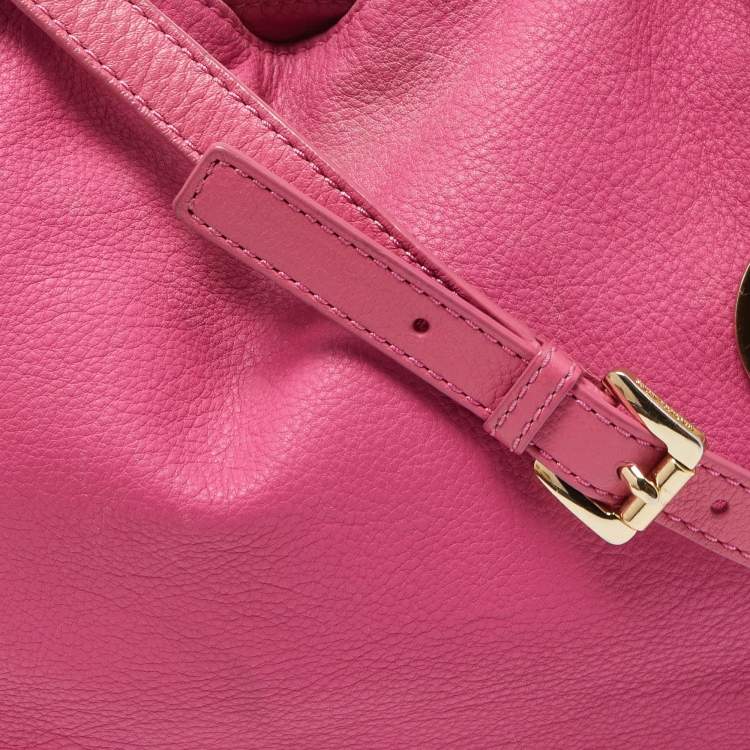 Pre Owned MICHAEL Michael Kors  Pink Leather Drawstring Tote