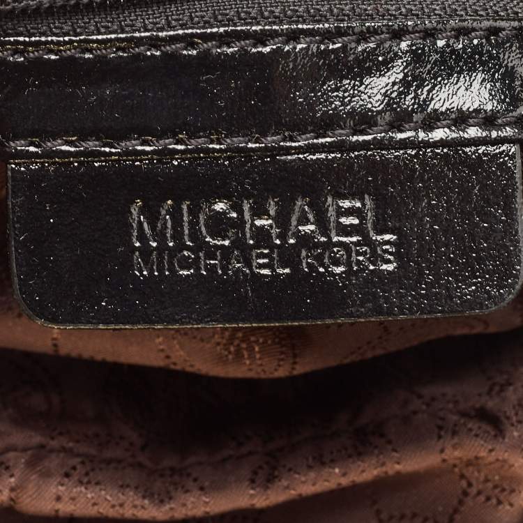 Pre Owned MICHAEL Michael Kors Brown/Black Leopard Print Calf Hair Berkley Clutch