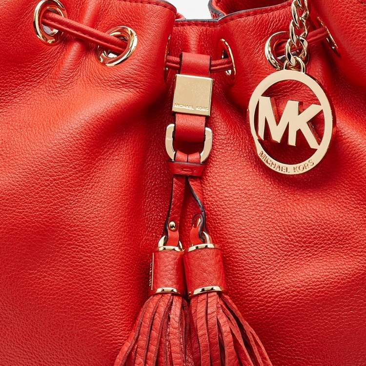 Pre Owned MICHAEL Michael Kors Orange Leather Camden Drawstring Shoulder Bag
