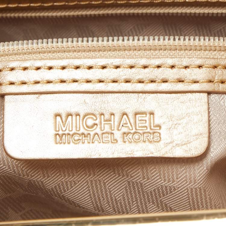 Pre Owned MICHAEL Michael Kors Metallic Gold Leather Berkley Chain Clutch