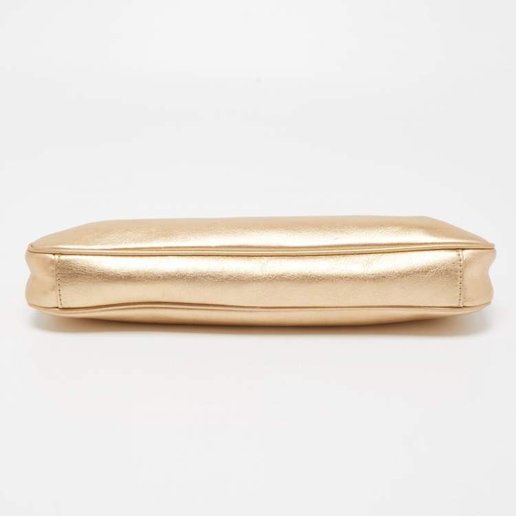 Pre Owned MICHAEL Michael Kors Metallic Gold Leather Berkley Chain Clutch