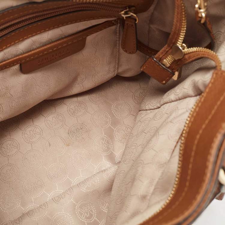 Pre Owned Michael Kors Brown Saffiano Leather Hamilton Traveler Tote