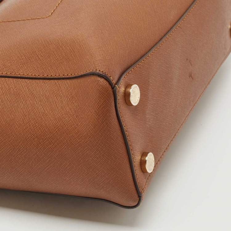 Pre Owned Michael Kors Brown Saffiano Leather Hamilton Traveler Tote