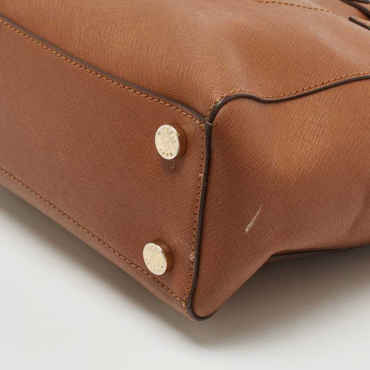 Pre Owned Michael Kors Brown Saffiano Leather Hamilton Traveler Tote