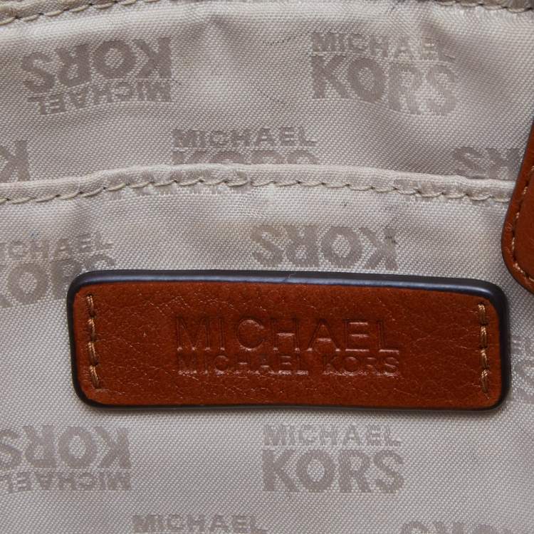 Pre Owned MICHAEL Michael Kors Brown Signature Coated Canvas and Leather Jet Set Travel Chain Shoulder Bag