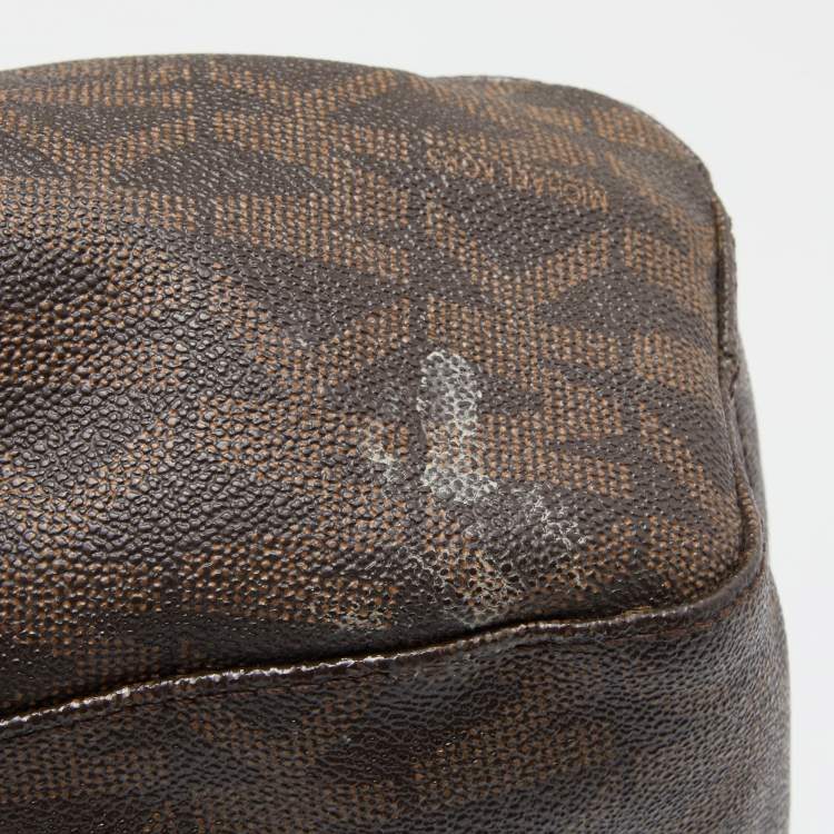 Pre Owned MICHAEL Michael Kors Brown Signature Coated Canvas and Leather Jet Set Travel Chain Shoulder Bag