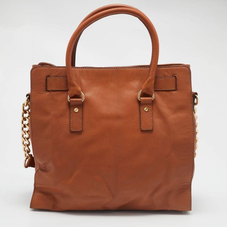 Pre Owned MICHAEL Michael Kors Tan Leather Large Hamilton North South Tote