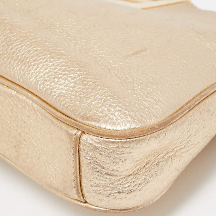Pre Owned MICHAEL Michael Kors Metallic Gold Leather Berkley Chain Clutch