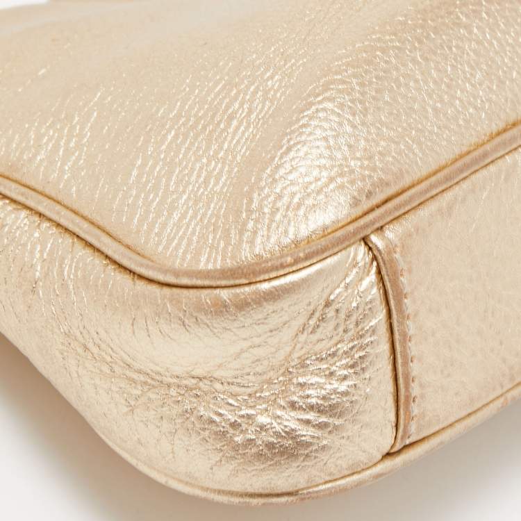 Pre Owned MICHAEL Michael Kors Metallic Gold Leather Berkley Chain Clutch