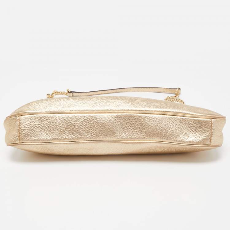 Pre Owned MICHAEL Michael Kors Metallic Gold Leather Berkley Chain Clutch